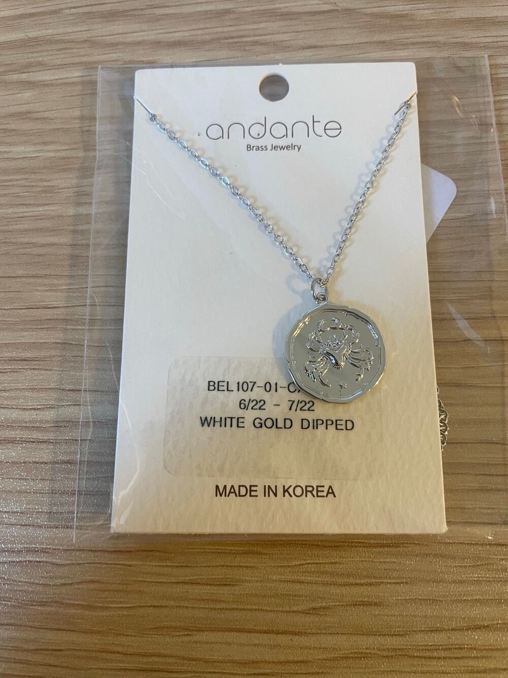 White Gold Dipped Cancer Crab Necklace
